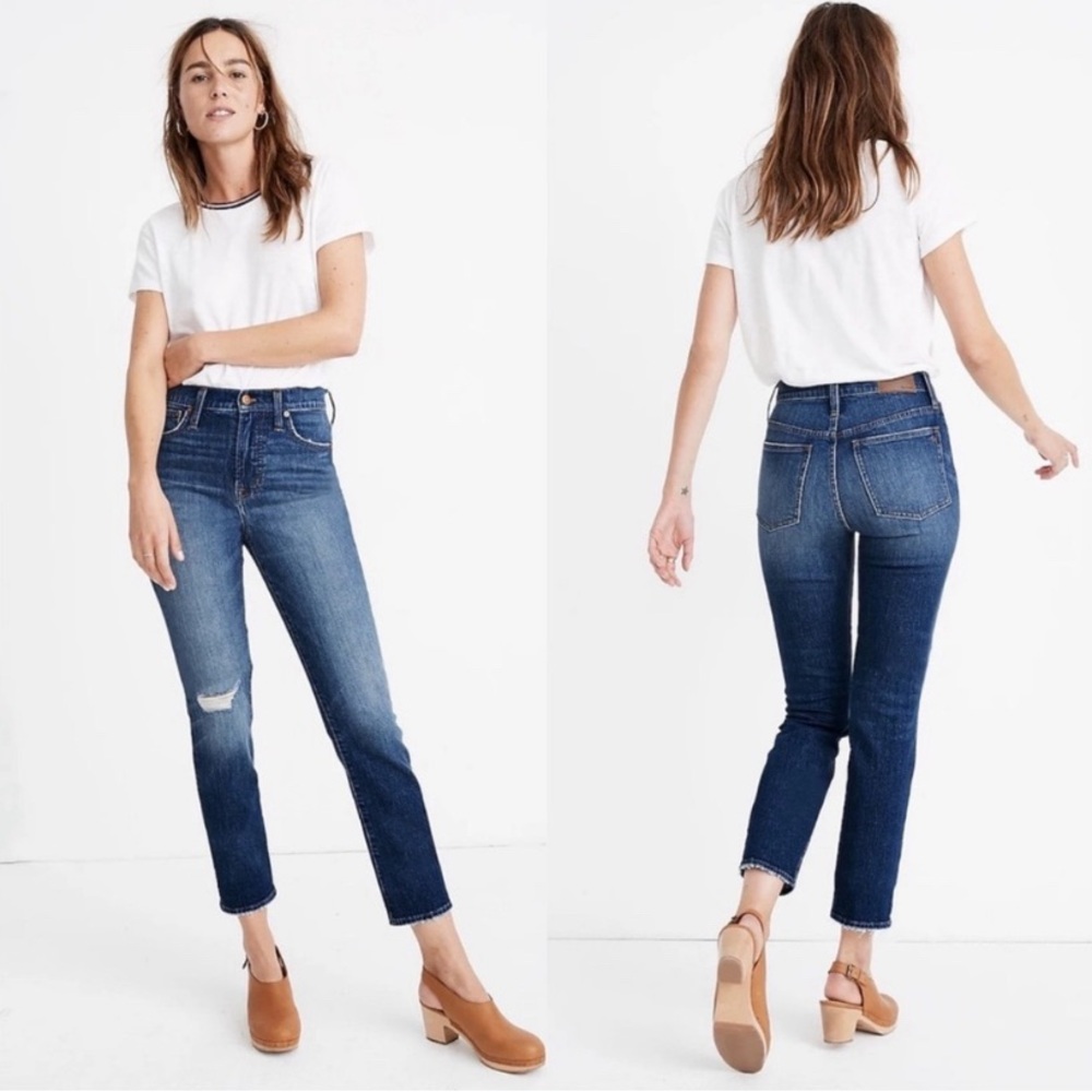 Madewell The Perfect Vintage Crop Jean Sz 24 distressed 26” inseam EUC!